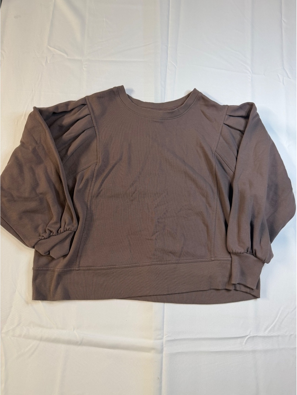 a new day Women's XXL Mauve Puff Sleeve Sweatshirt